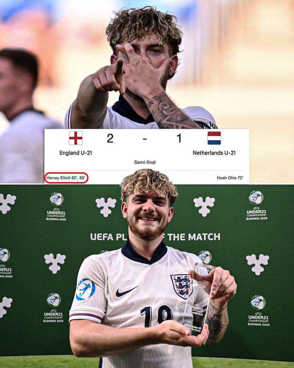 Preview Англия (U21) 2:1 Нидерланды (U21): Дубль Харви Эллиотта выводит ‘Молодых львов’ в финал Евро